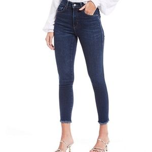 Free People Raw Hem High Rise Cotton Blend Jeans